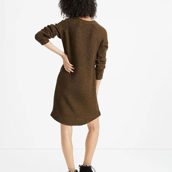 Madewell Curvey Hem Sweater dress - knit grey wool blend - size Large - Picture 3 of 8